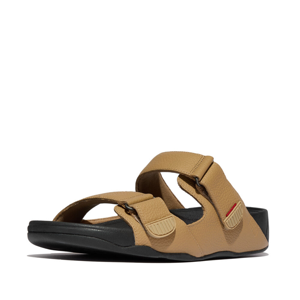 GOGH MOC MENS ADJUSTABLE LEATHER SLIDES - CAMEL
