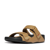 GOGH MOC MENS ADJUSTABLE LEATHER SLIDES - CAMEL