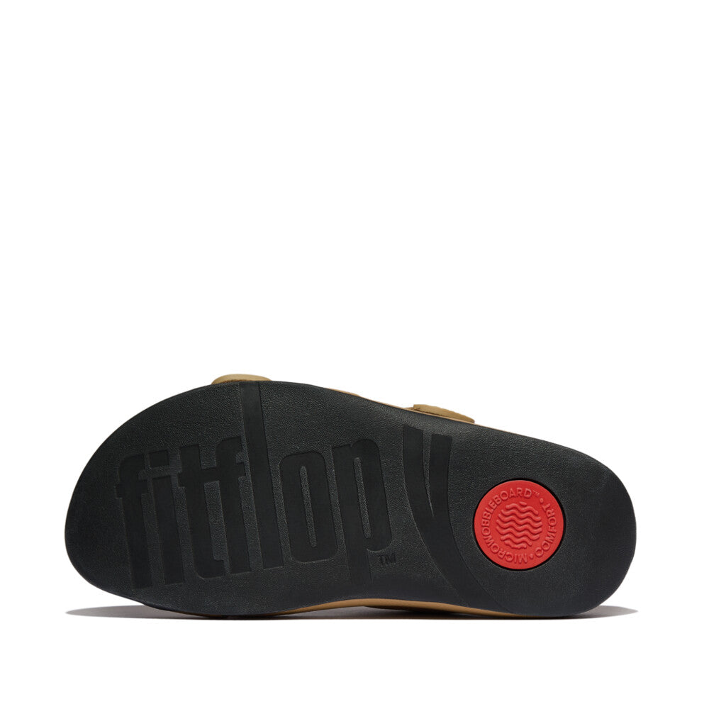 GOGH MOC MENS ADJUSTABLE LEATHER SLIDES - CAMEL