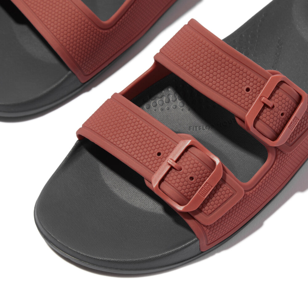 iQUSHION MENS TWO-BAR BUCKLE SLIDES