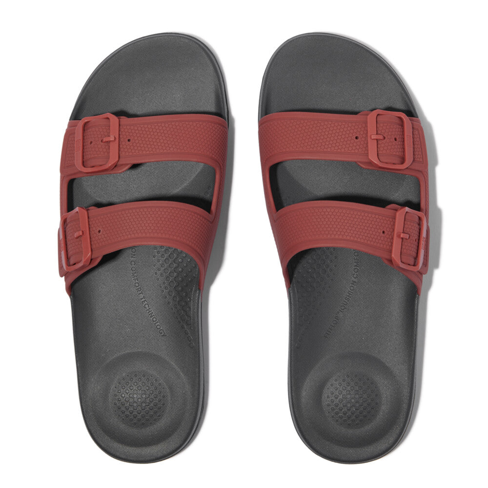 iQUSHION MENS TWO-BAR BUCKLE SLIDES