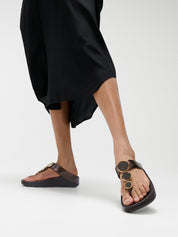 HALO BEAD-CIRCLE METALLIC TOE-POST SANDALS -METALLIC CHOCOLATE BROWN (HJ1-C89)