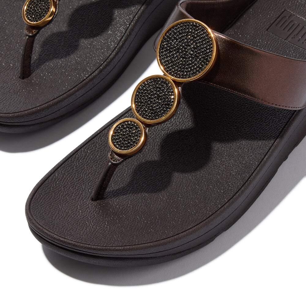 HALO BEAD-CIRCLE METALLIC TOE-POST SANDALS -METALLIC CHOCOLATE BROWN (HJ1-C89)