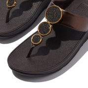 HALO BEAD-CIRCLE METALLIC TOE-POST SANDALS -METALLIC CHOCOLATE BROWN (HJ1-C89)