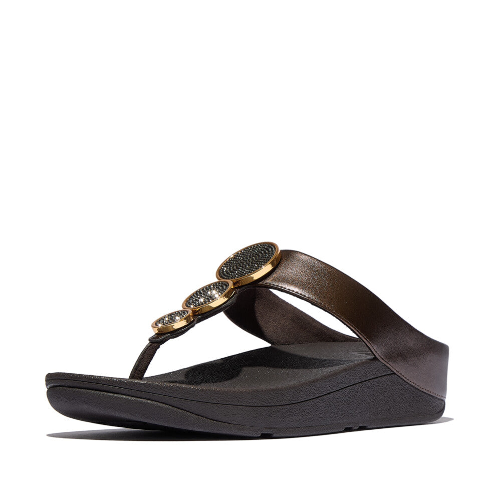 HALO BEAD-CIRCLE METALLIC TOE-POST SANDALS -METALLIC CHOCOLATE BROWN (HJ1-C89)