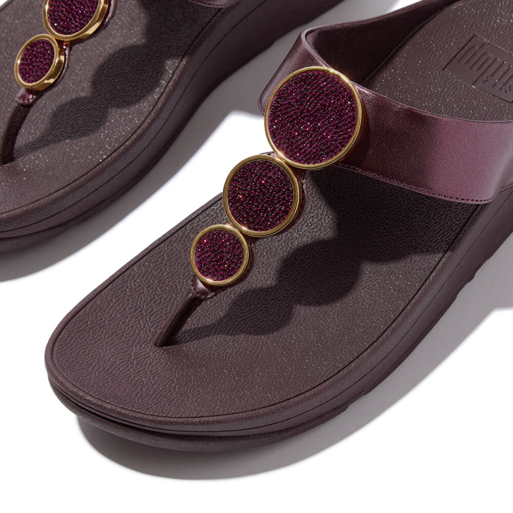 HALO BEAD-CIRCLE METALLIC TOE-POST SANDALS - METALLIC PLUMBERRY (HJ1-C98)