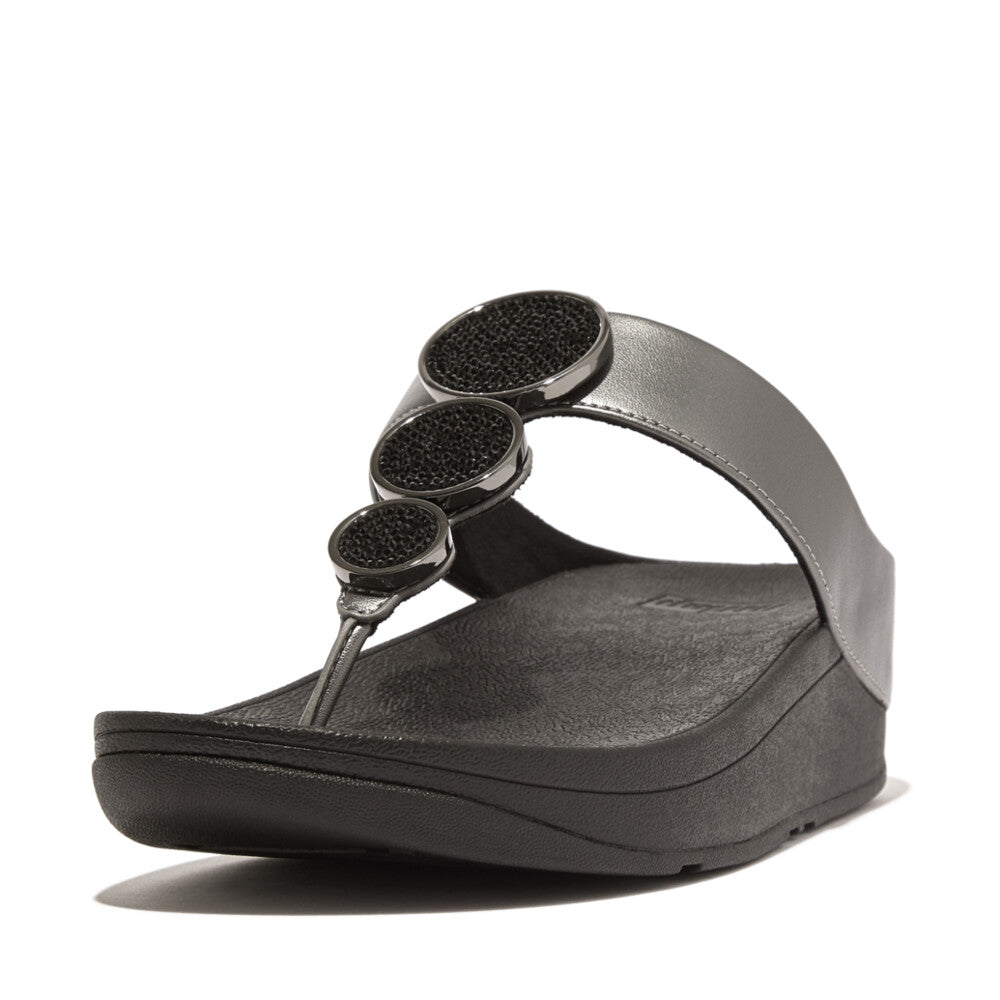 HALO BEAD-CIRCLE METALLIC TOE-POST SANDALS