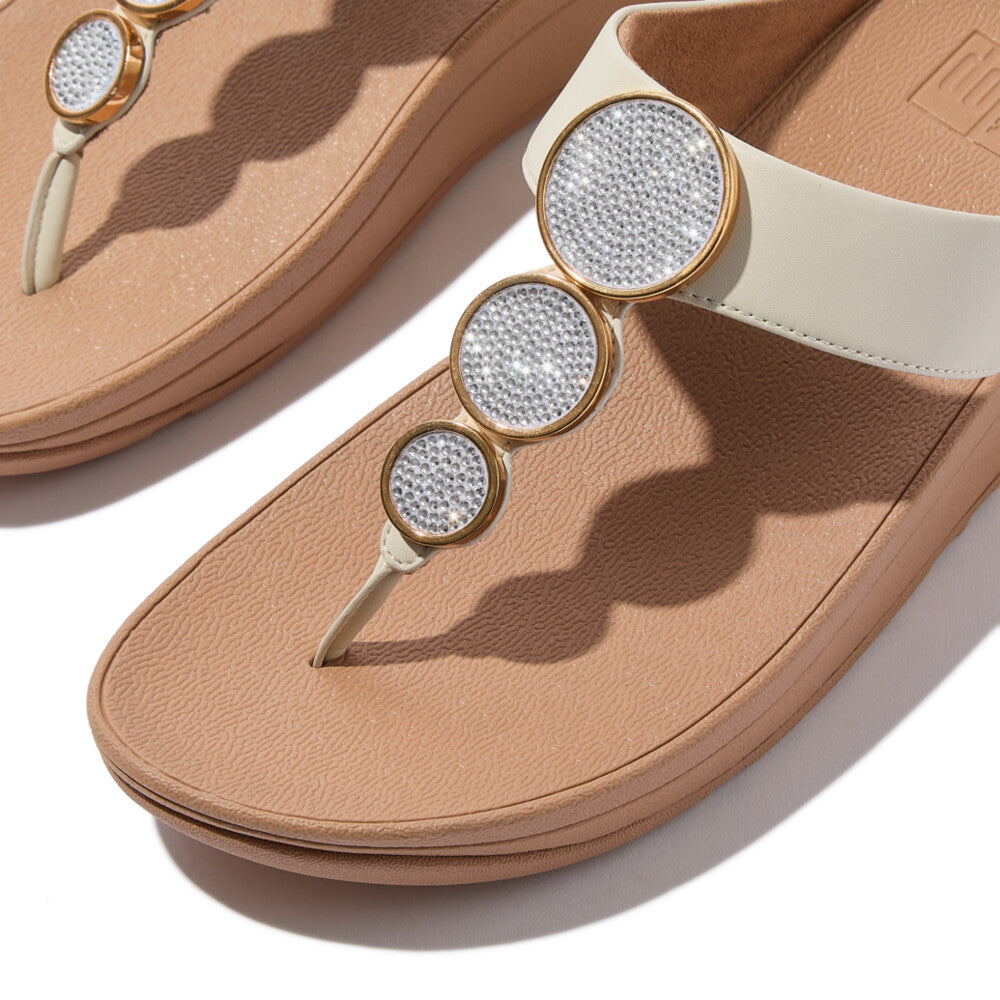 HALO BEAD-CIRCLE METALLIC TOE-POST SANDALS -PARIS BEIGE (HJ1-A99)