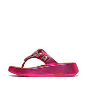 F-MODE JEWEL-DELUXE M/LEATHER FLATFORM TOE-THONGS