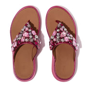 F-MODE JEWEL-DELUXE M/LEATHER FLATFORM TOE-THONGS