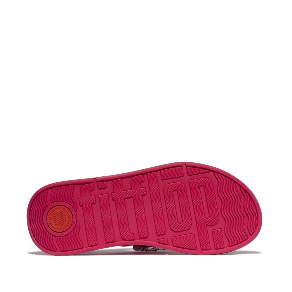 F-MODE JEWEL-DELUXE M/LEATHER FLATFORM TOE-THONGS
