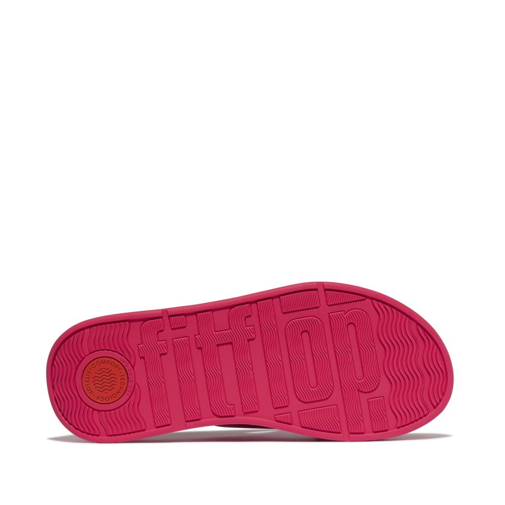 F-MODE JEWEL-DELUXE LEATHER FLATFORM CROSS SLIDES
