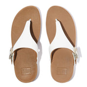 LULU CRYSTAL-BUCKLE LEATHER TOE-POST SANDALS