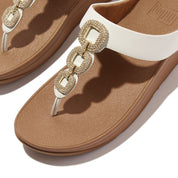 FINO CRYSTAL-CHAIN LEATHER TOE-POST SANDALS