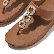 FINO CRYSTAL-CHAIN LEATHER TOE-POST SANDALS