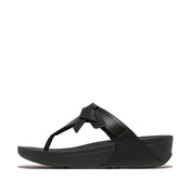 LULU FOLDED-KNOT LEATHER TOE-POST SANDALS
