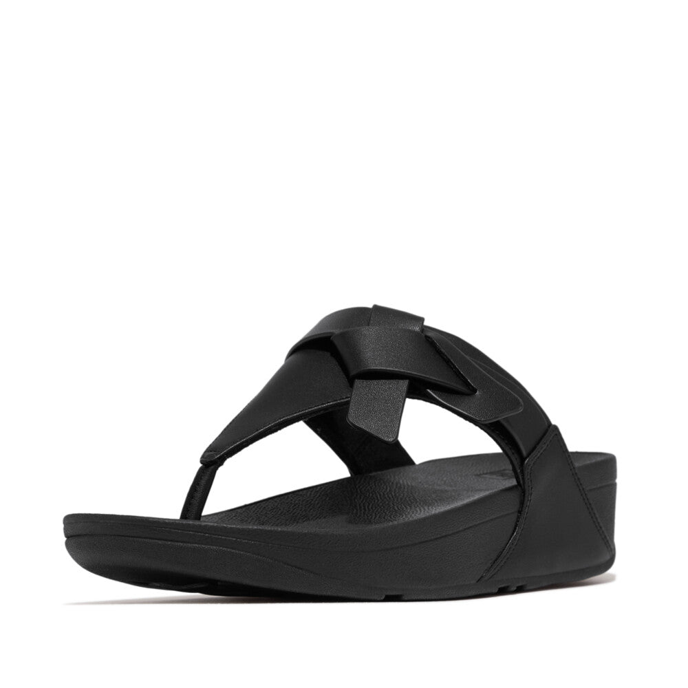 LULU FOLDED-KNOT LEATHER TOE-POST SANDALS