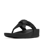 LULU FOLDED-KNOT LEATHER TOE-POST SANDALS