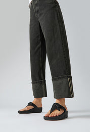 LULU FOLDED-KNOT LEATHER TOE-POST SANDALS