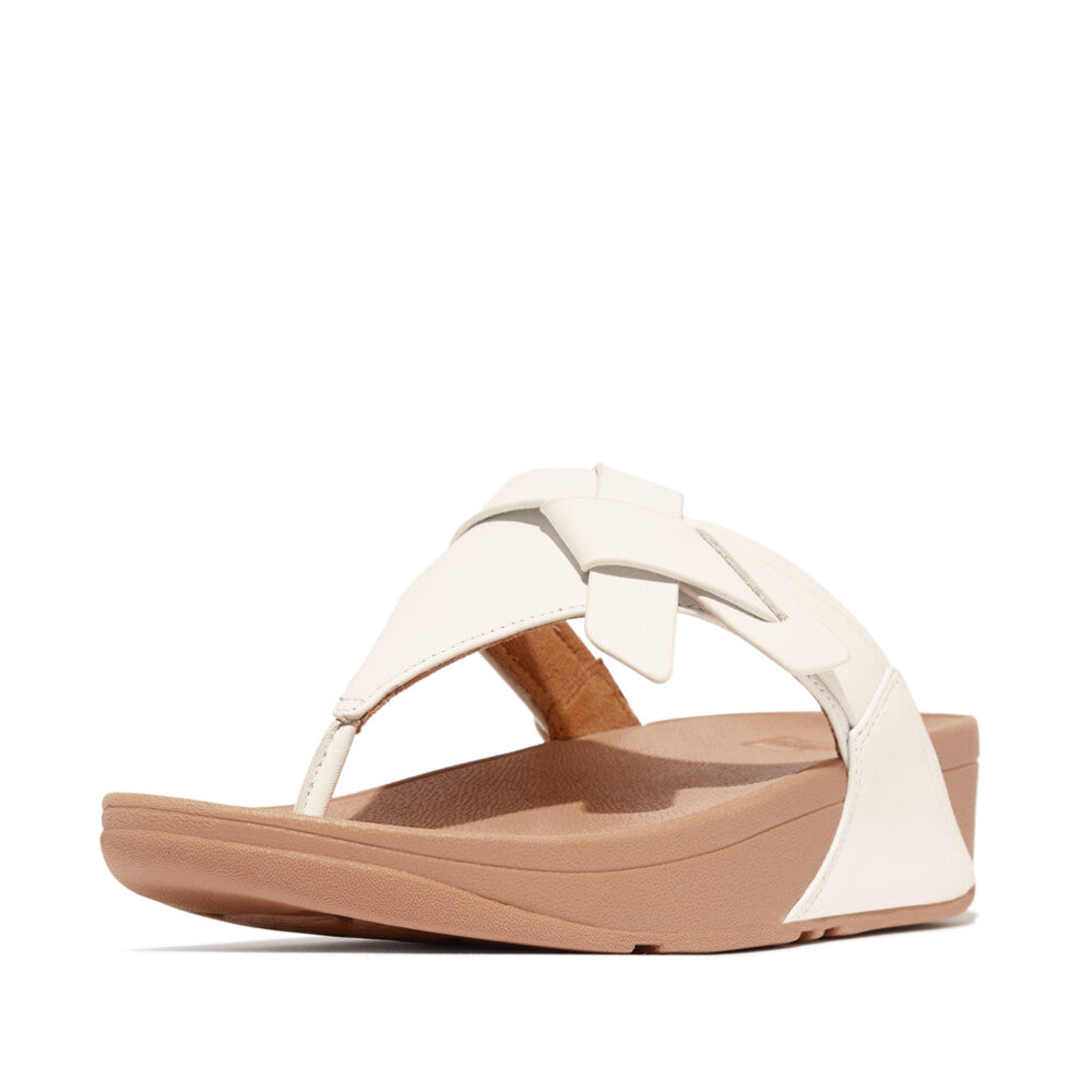 LULU FOLDED-KNOT LEATHER TOE-POST SANDALS