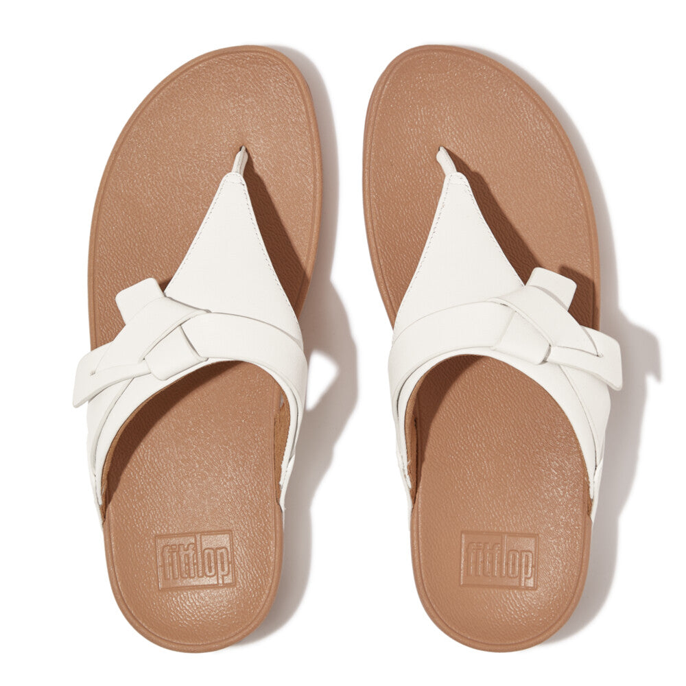 LULU FOLDED-KNOT LEATHER TOE-POST SANDALS