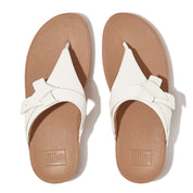 LULU FOLDED-KNOT LEATHER TOE-POST SANDALS