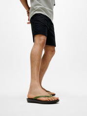 iQUSHION MENS ERGONOMIC FLIP-FLOPS -BLACK/LEAF GREEN