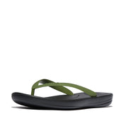 iQUSHION MENS ERGONOMIC FLIP-FLOPS -BLACK/LEAF GREEN