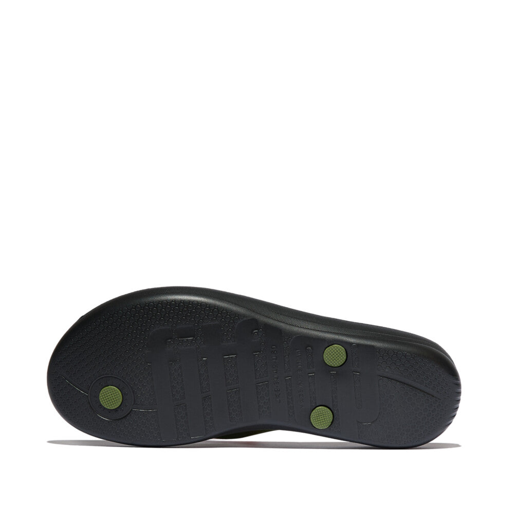 iQUSHION MENS ERGONOMIC FLIP-FLOPS -BLACK/LEAF GREEN