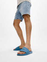iQUSHION MENS POOL SLIDERS - COOL BLUE
