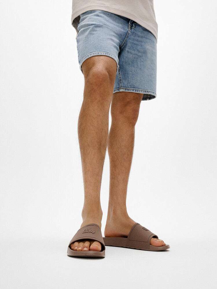 iQUSHION MENS POOL SLIDERS - TAUPE