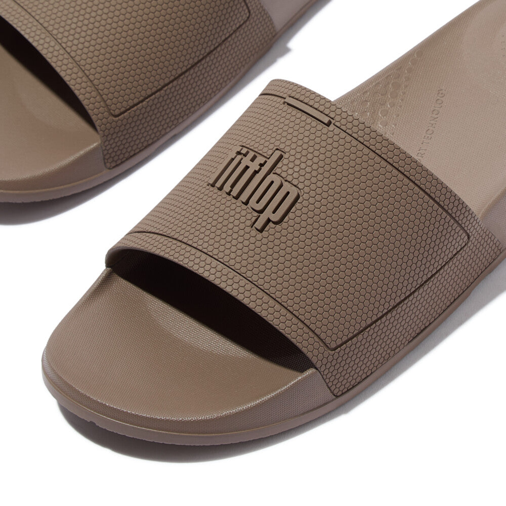 iQUSHION MENS POOL SLIDERS - TAUPE