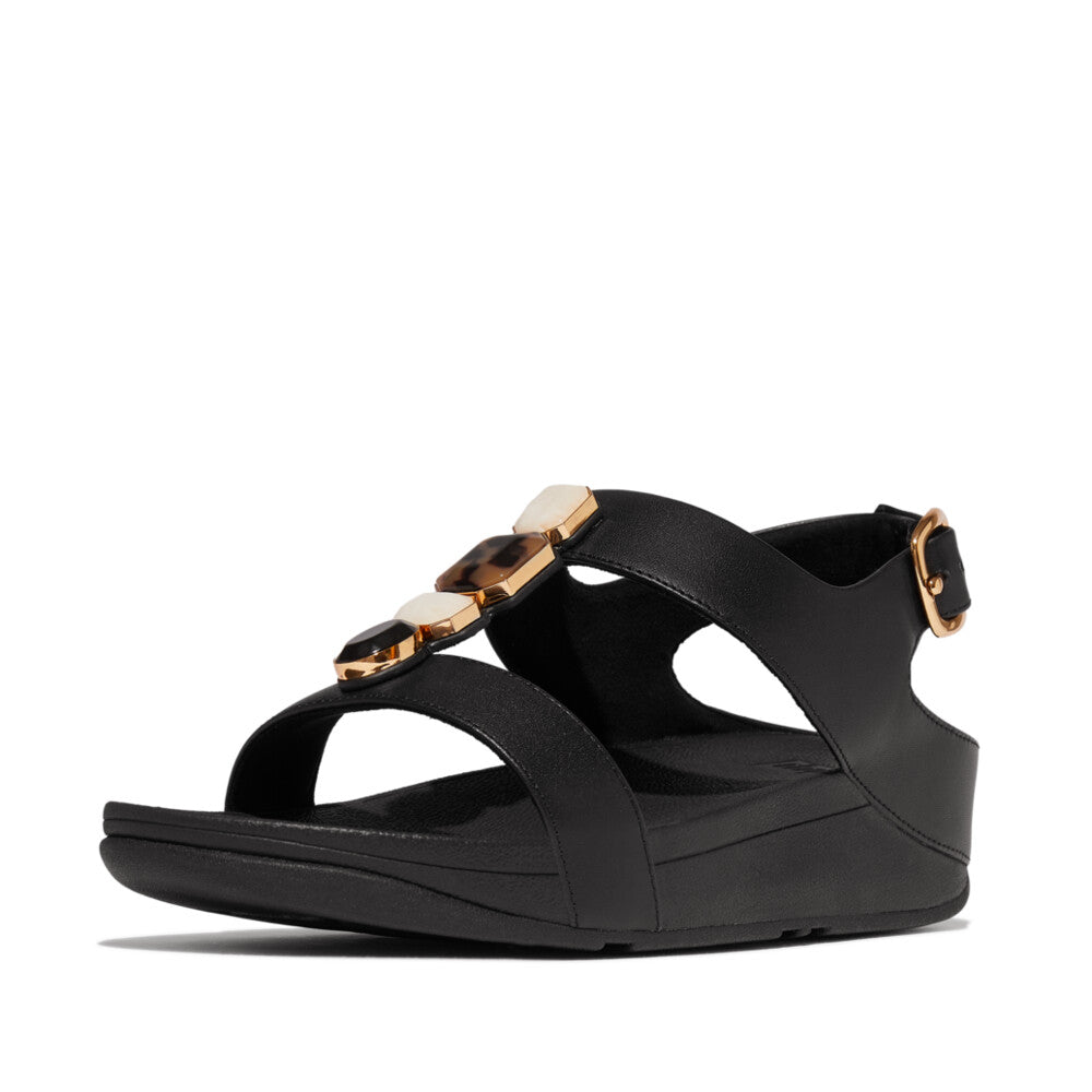 FINO MULTI-STONE LEATHER BACK-STRAP SANDALS