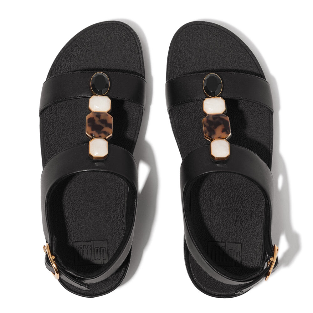 FINO MULTI-STONE LEATHER BACK-STRAP SANDALS