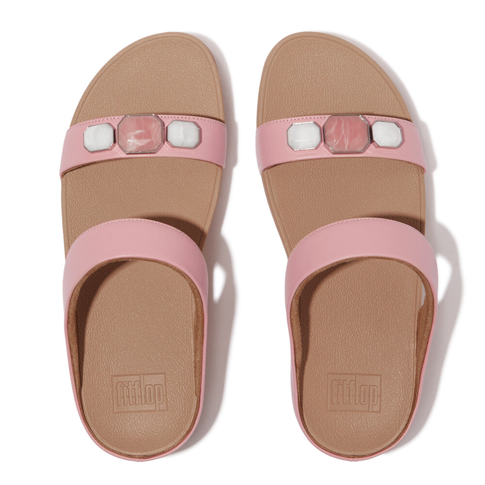 FINO MULTI-STONE LEATHER SLIDES