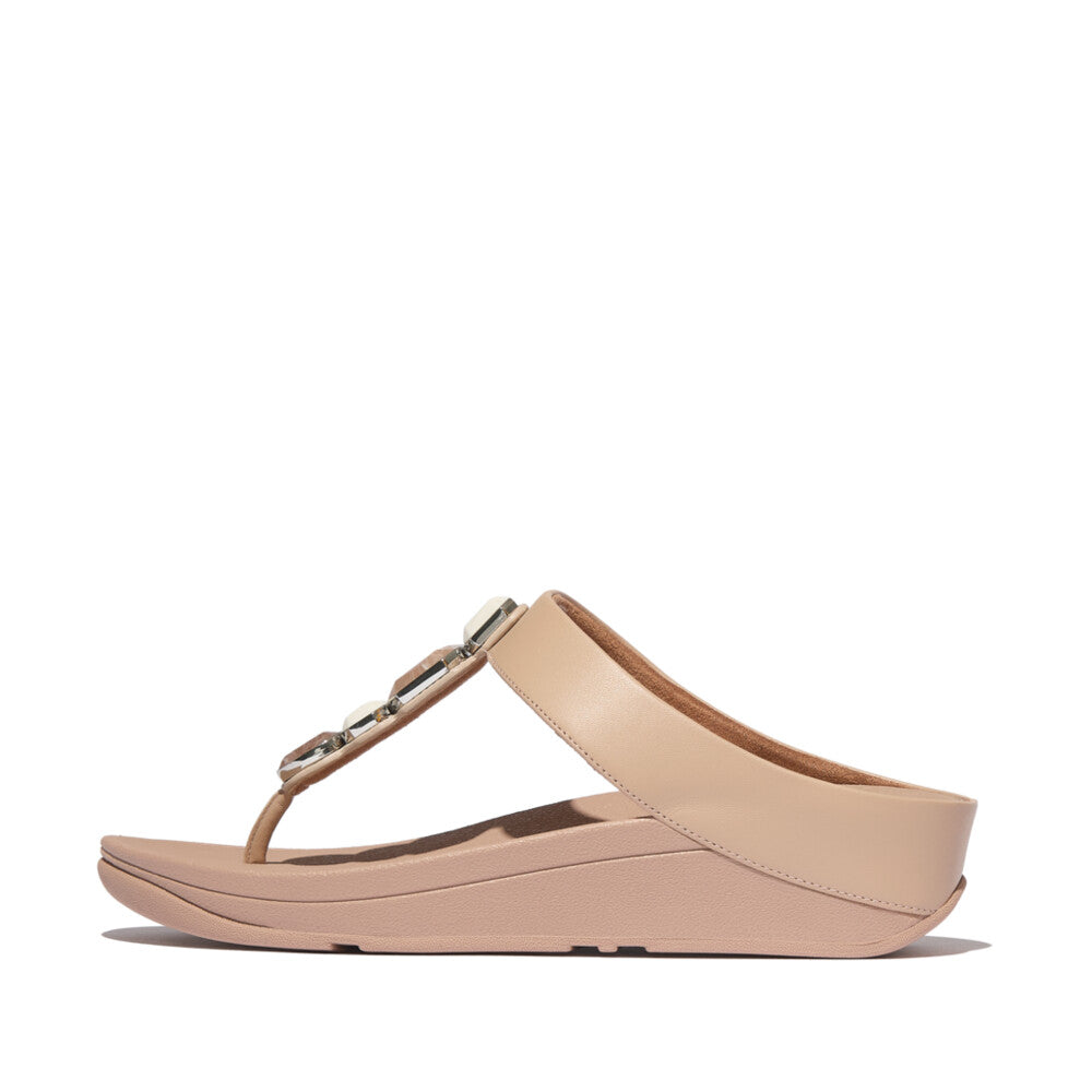 FINO MULTI-STONE LEATHER TOE-POST SANDALS