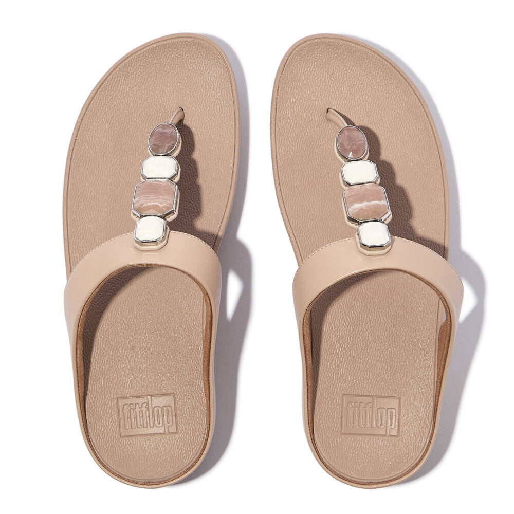 FINO MULTI-STONE LEATHER TOE-POST SANDALS