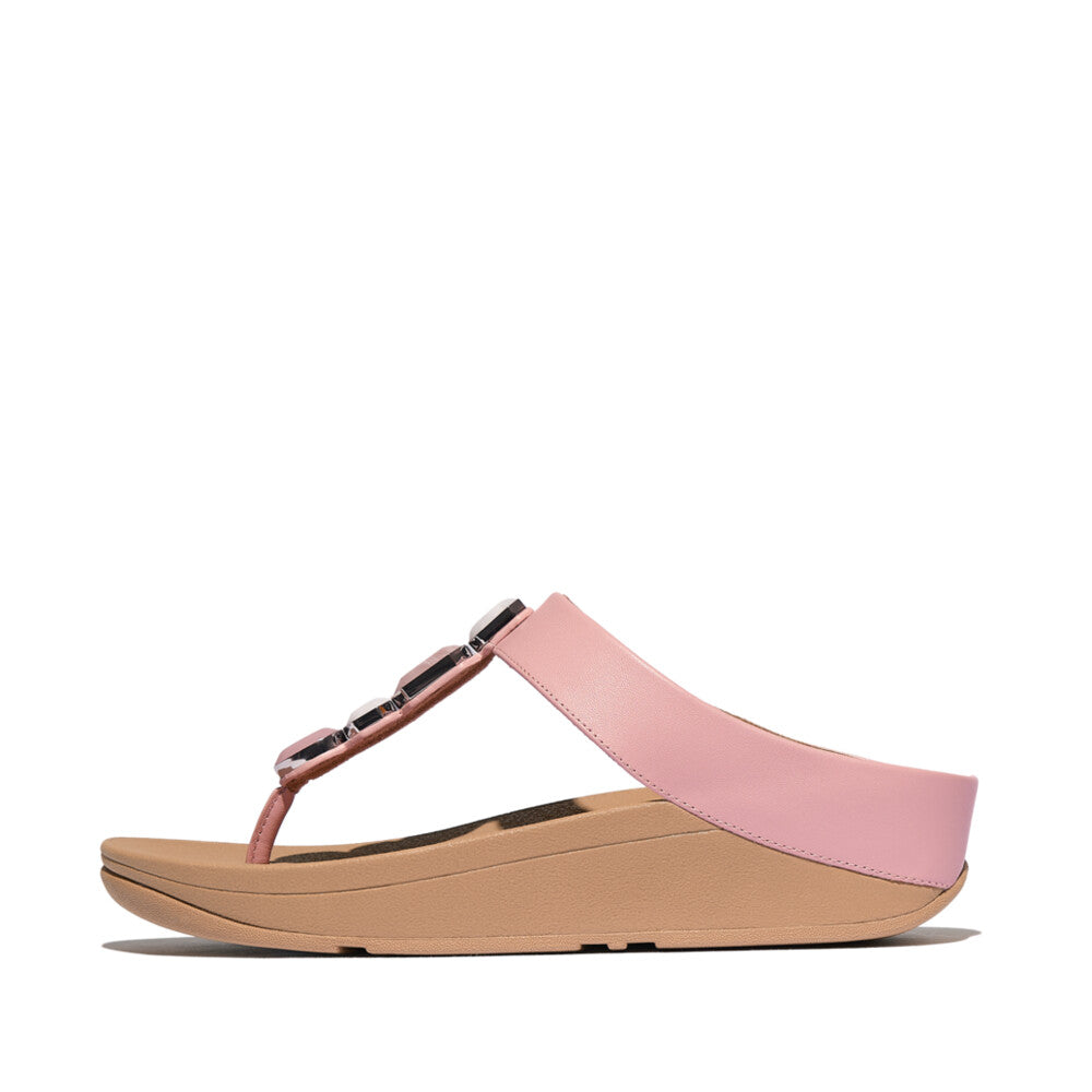 FINO MULTI-STONE LEATHER TOE-POST SANDALS