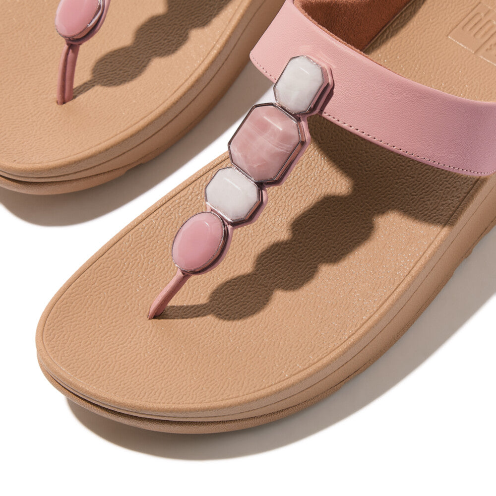 FINO MULTI-STONE LEATHER TOE-POST SANDALS