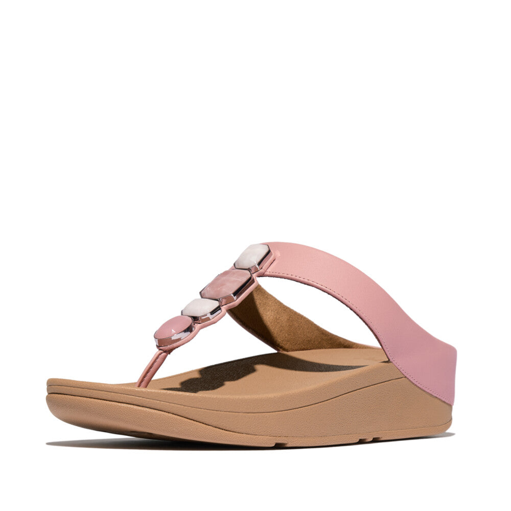 FINO MULTI-STONE LEATHER TOE-POST SANDALS
