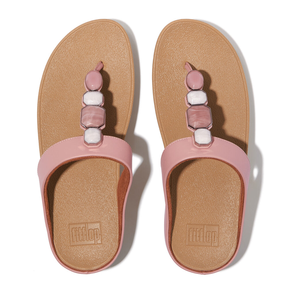 FINO MULTI-STONE LEATHER TOE-POST SANDALS