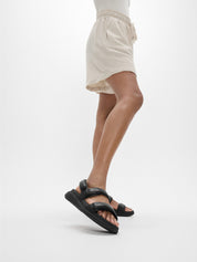 F-MODE GO ADJUSTABLE FLATFORM BACK-STRAP SANDALS