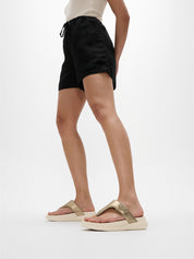 F-MODE GO BEADIE-BUTTON ADJ. FLATFORM T/P SANDALS