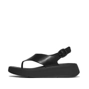 F-MODE LEATHER FLATFORM BACK-STRAP T/POST SANDALS