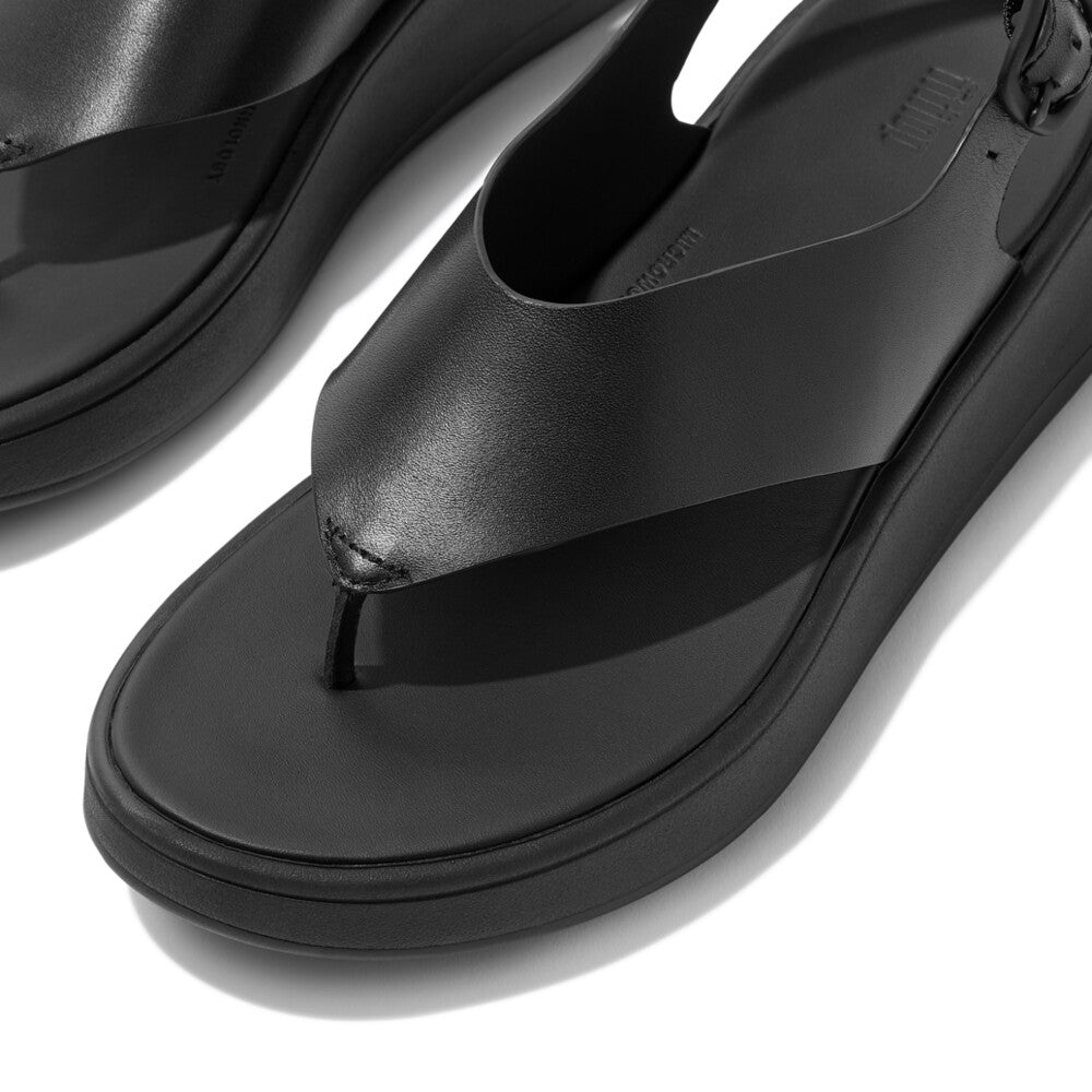 F-MODE LEATHER FLATFORM BACK-STRAP T/POST SANDALS