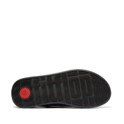 F-MODE LEATHER FLATFORM BACK-STRAP T/POST SANDALS