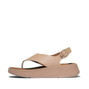 F-MODE LEATHER FLATFORM BACK-STRAP T/POST SANDALS