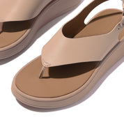 F-MODE LEATHER FLATFORM BACK-STRAP T/POST SANDALS