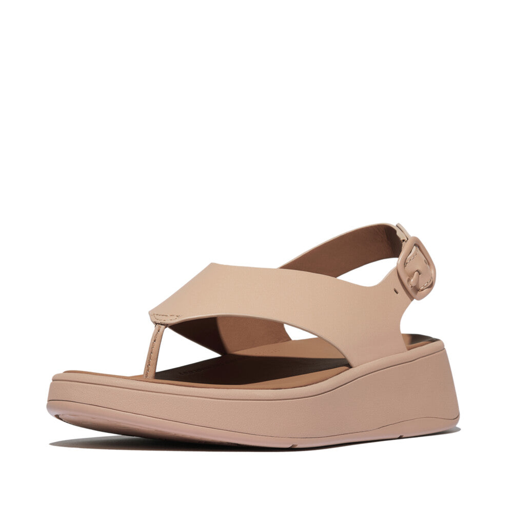 F-MODE LEATHER FLATFORM BACK-STRAP T/POST SANDALS