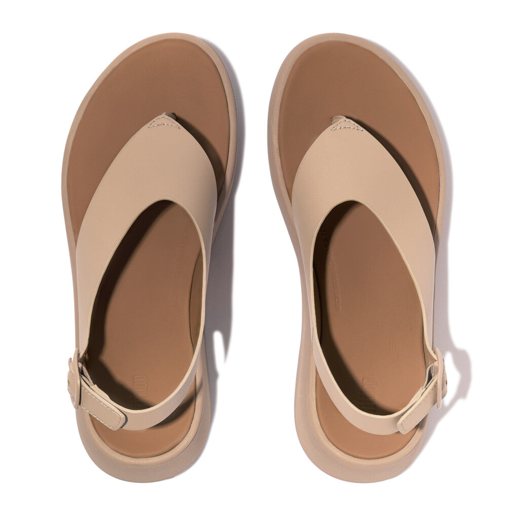 F-MODE LEATHER FLATFORM BACK-STRAP T/POST SANDALS
